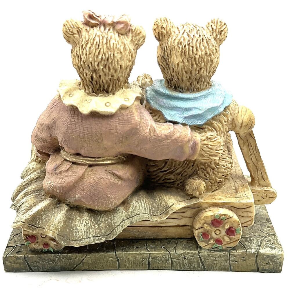 Vintage Bear Couple On Wagon With Banjo 4x4x3” - Picture 6 of 8